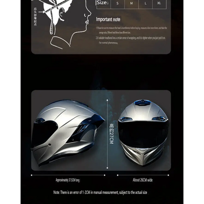 Cyberpunk Mecha Full Face Helmet - NBTK Bluetooth Dual Visor (3C DOT Certified)