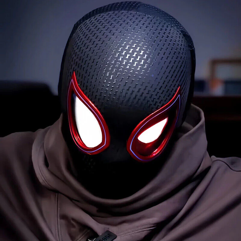 Manual/Electronic Spider-Man Headgear Moving Eyes:Play Face Mask Gift Cosplay - Premium Miles Light