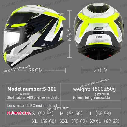 GSB361GT Motorcycle Helmet Unisex Large Spoile All-Season Full-Face Helmet 3C