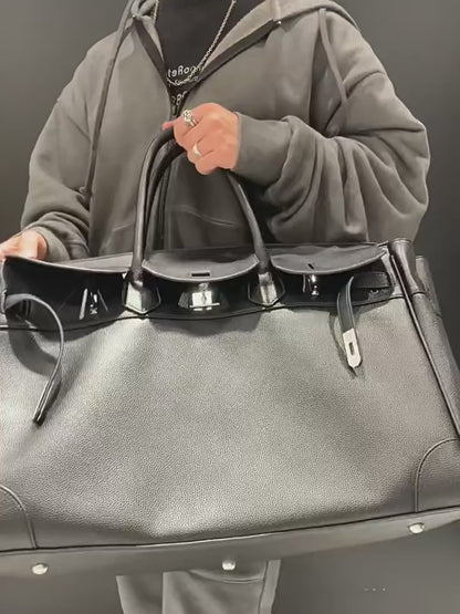 Archive Padlock Weekender - Oversized Lychee Leather Commuter Gym Bag
