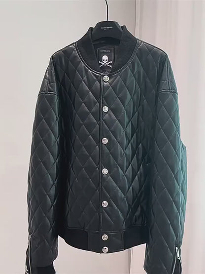 Mastermind Japan Embroidered Skull Leather Jacket - Biker Style Motorcycle Coat