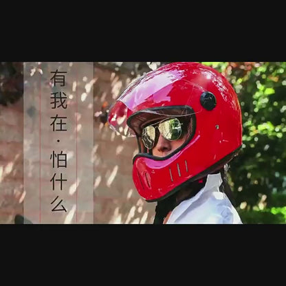Full Coverage Retro Motorcycle Helmet Cruiser Bike Full-Face All-Season Racing