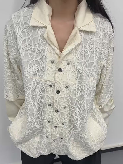 Kiko Kostadinov AW22 Layered Shirt - Detachable Lace Long/Short Sleeve Hybrid