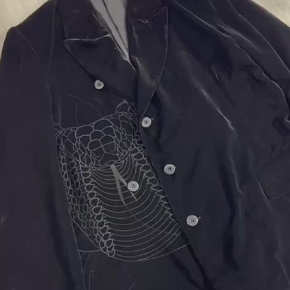 Yohji Yamamoto Velvet Family Crest Serpent Emblem Jacket - Skirt Suit