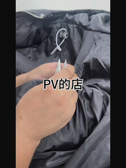 ThugClub 23SS Black Waterproof & Windproof Nylon Goose Down Fill Jacket 360g
