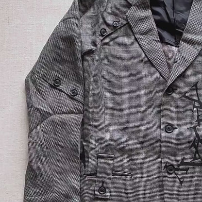 Yohji Wool Blend Trench - Houndstooth with 'Y' Monogram Print