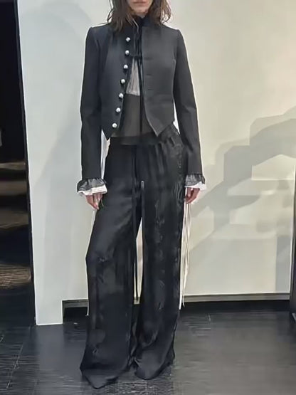Revised Annd Gothic Napoleon Jacket - Silver Button Cropped Coat