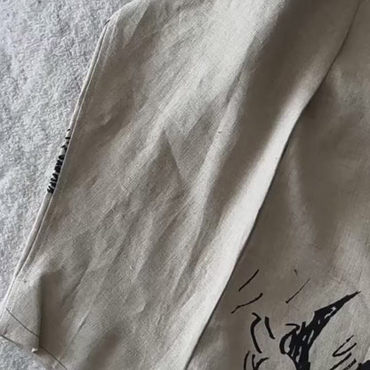Yohji Linen Shirt – Yuuka Asakura Yamamoto Hand-Painted Beast Motif