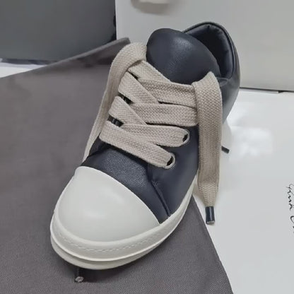 Custom-made Rick Owen Leather Platform Bread Sneakers BAPESTALOW Padded Shoes Inflatable