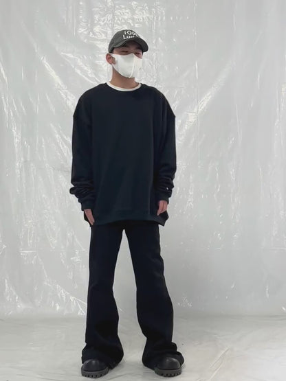 RO Bolan Bootcut Jeans - Rick Owen Brushed Black Stretch Flared Denim